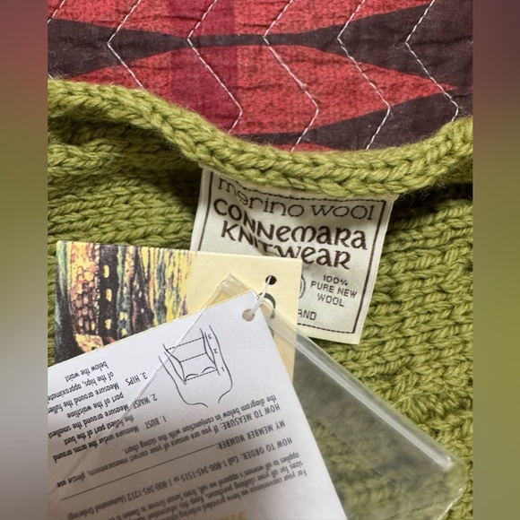 Connemara Knit Wear Vintage Women Merino Wool Shawl Pocket Sweater Ireland Cover - Picture 3 of 10